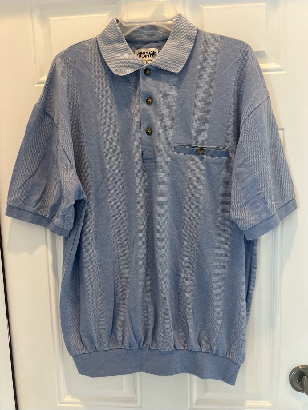 Windham Pointe Polo Shirt Mens Size L Blue Short Sleeve Pullover Top # 949